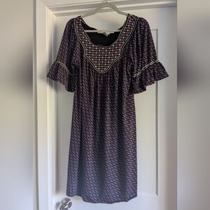 Max Studio Black and Purple Patterned Dress